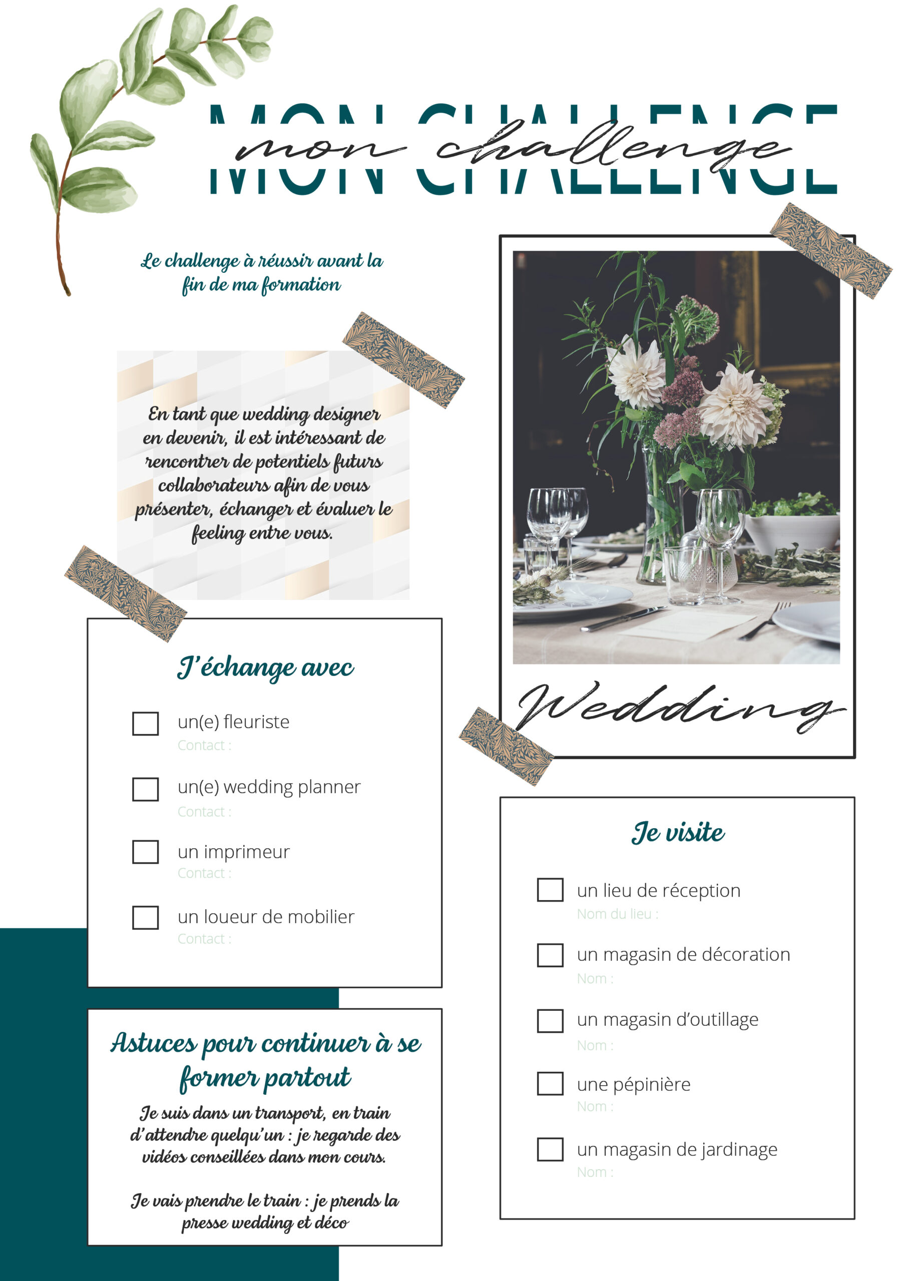 Les aspirants wedding designers peuvent choisir parmi une variété de programmes de formation en wedding design, offrant des cours pratiques et théoriques pour développer leurs compétences créatives.